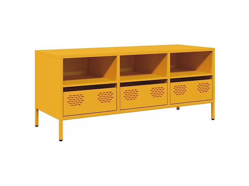 Meuble TV jaune moutarde 101,5x39x43,5 acier laminé à froid