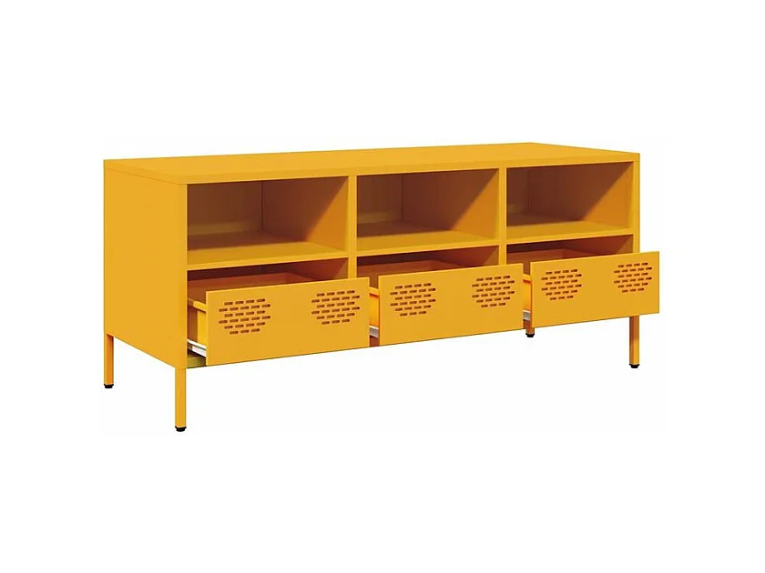Meuble TV jaune moutarde 101,5x39x43,5 acier laminé à froid