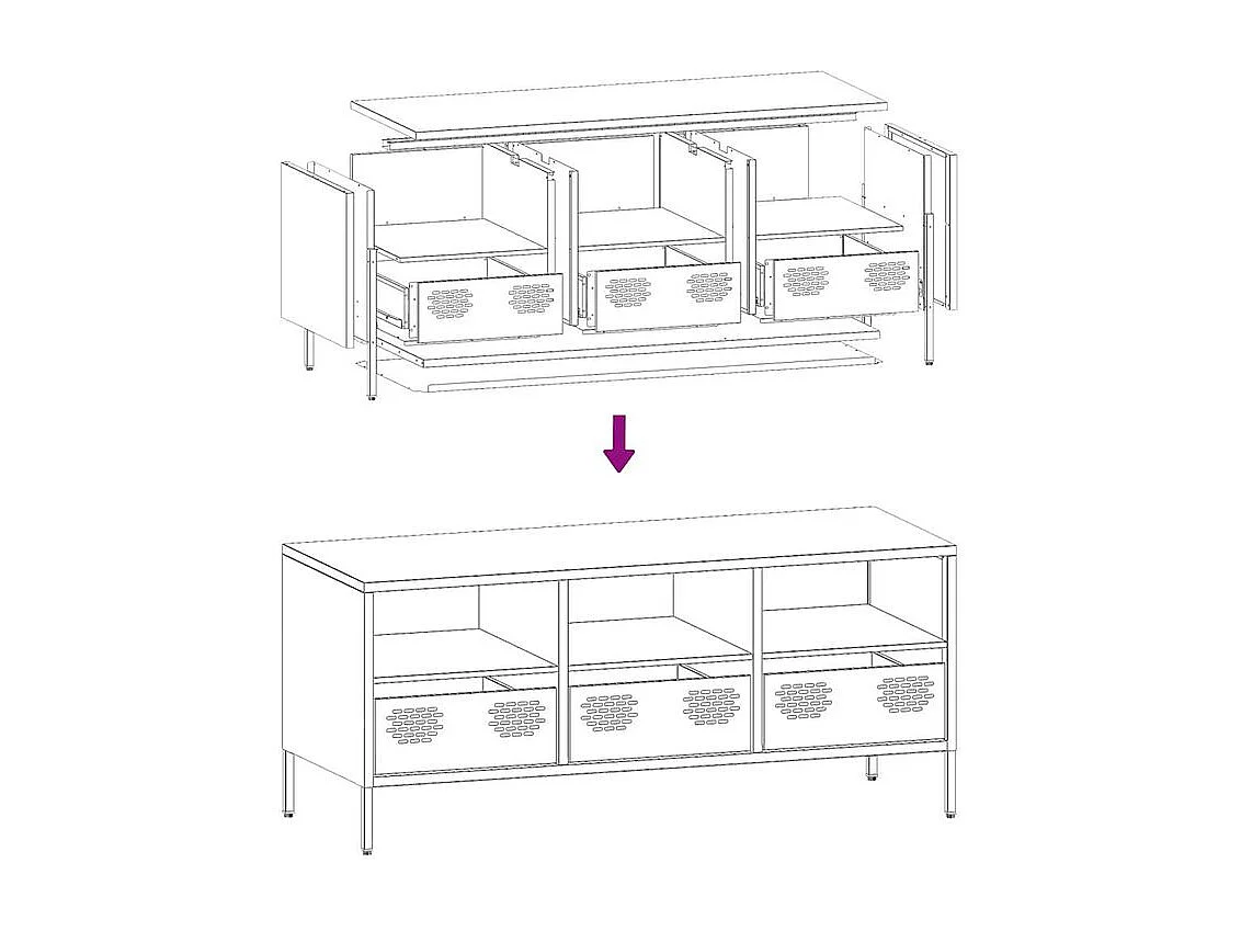 Meuble TV jaune moutarde 101,5x39x43,5 acier laminé à froid
