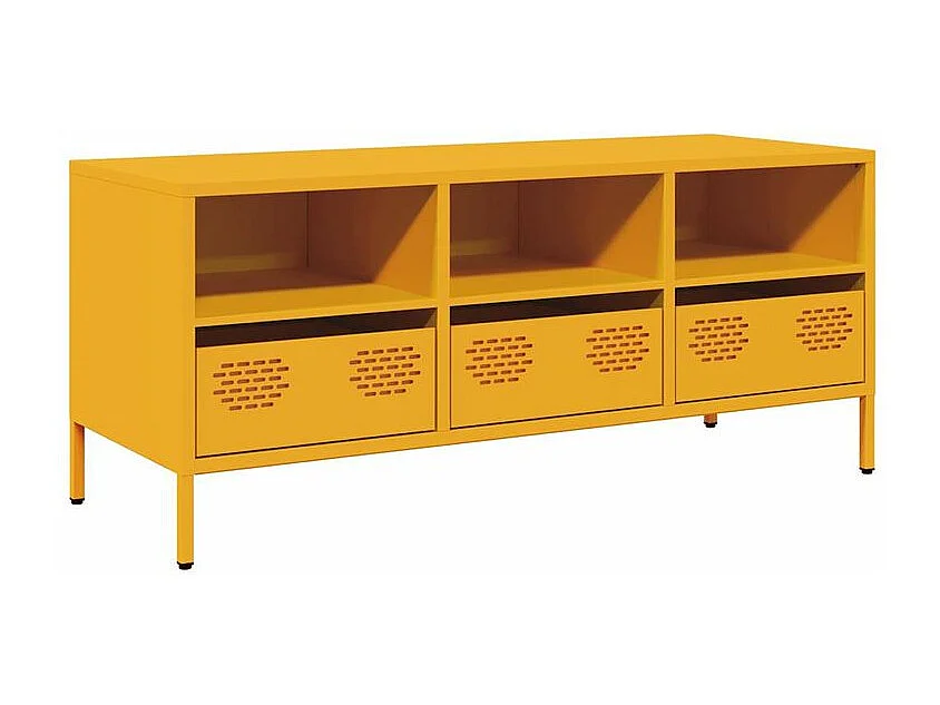 Meuble TV jaune moutarde 101,5x39x43,5 acier laminé à froid