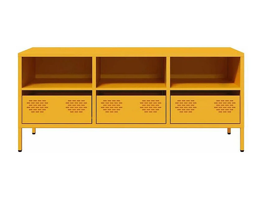 Meuble TV jaune moutarde 101,5x39x43,5 acier laminé à froid