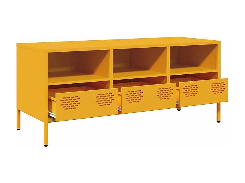 Meuble TV jaune moutarde 101,5x39x43,5 acier laminé à froid