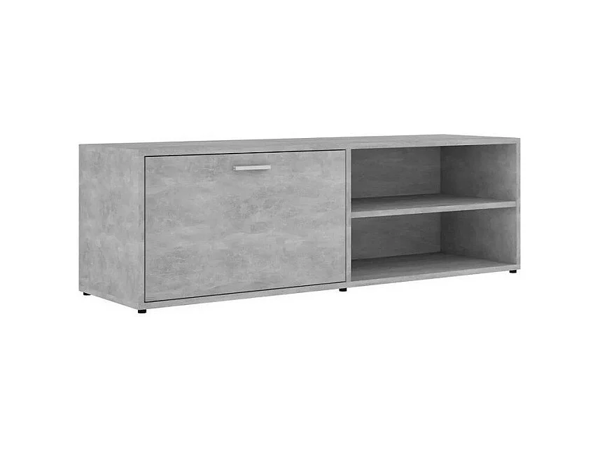 Meuble TV 1 porte 2 niches bois effet béton Issero 120cm