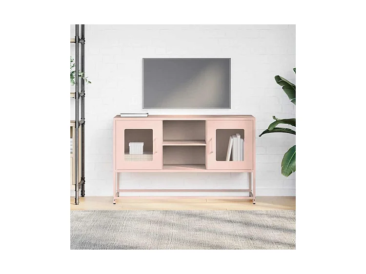 Meuble TV rose 100,5x39x60,5 acier