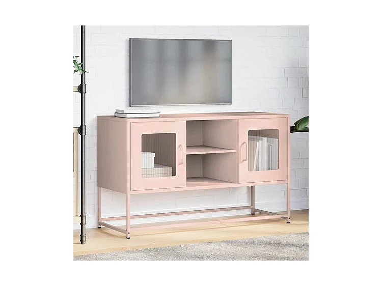 Meuble TV rose 100,5x39x60,5 acier