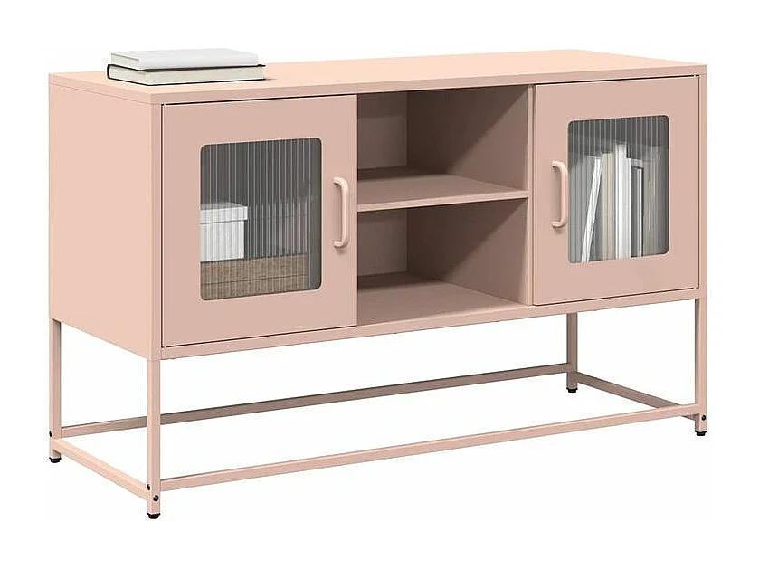Meuble TV rose 100,5x39x60,5 acier