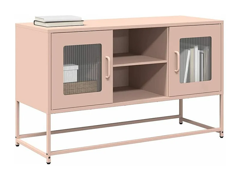 Meuble TV rose 100,5x39x60,5 acier