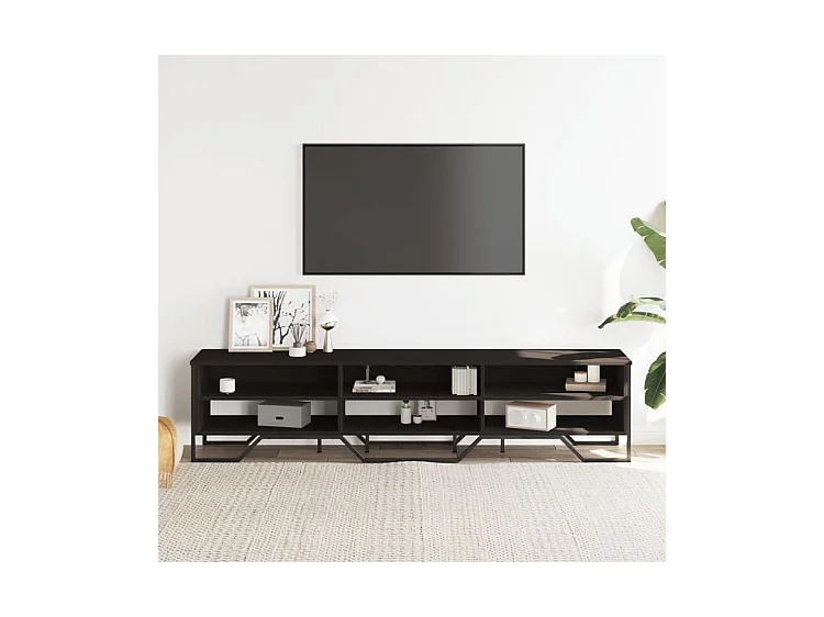 Meuble TV noir 180x34x41 bois d'ingénierie