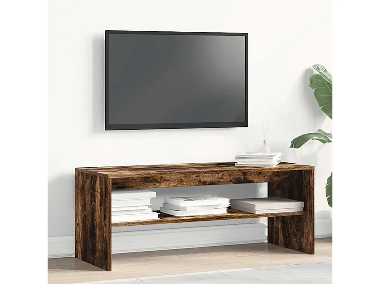Meuble TV Chêne fumé 100x40x40 Bois d'ingénierie