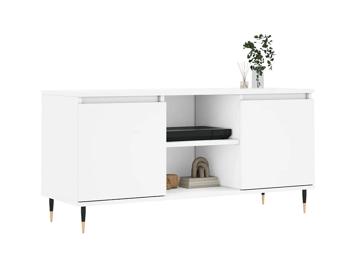 Meuble TV blanc 104x35x50 bois d'ingénierie