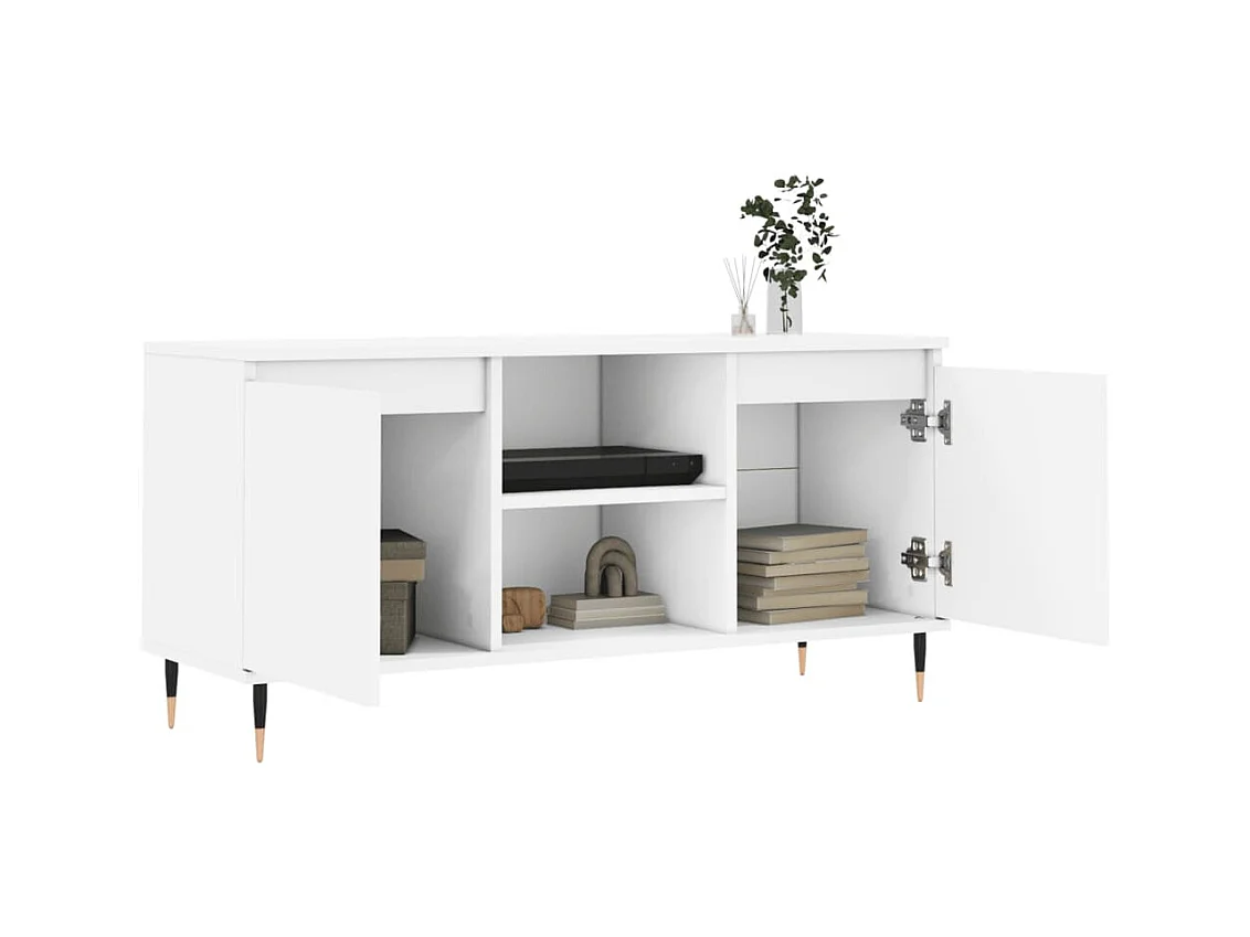 Meuble TV blanc 104x35x50 bois d'ingénierie