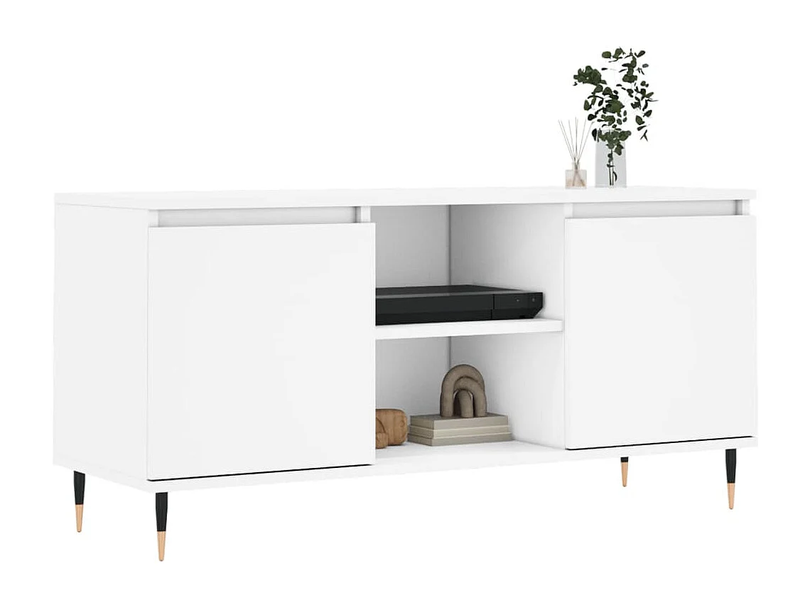 Meuble TV blanc 104x35x50 bois d'ingénierie