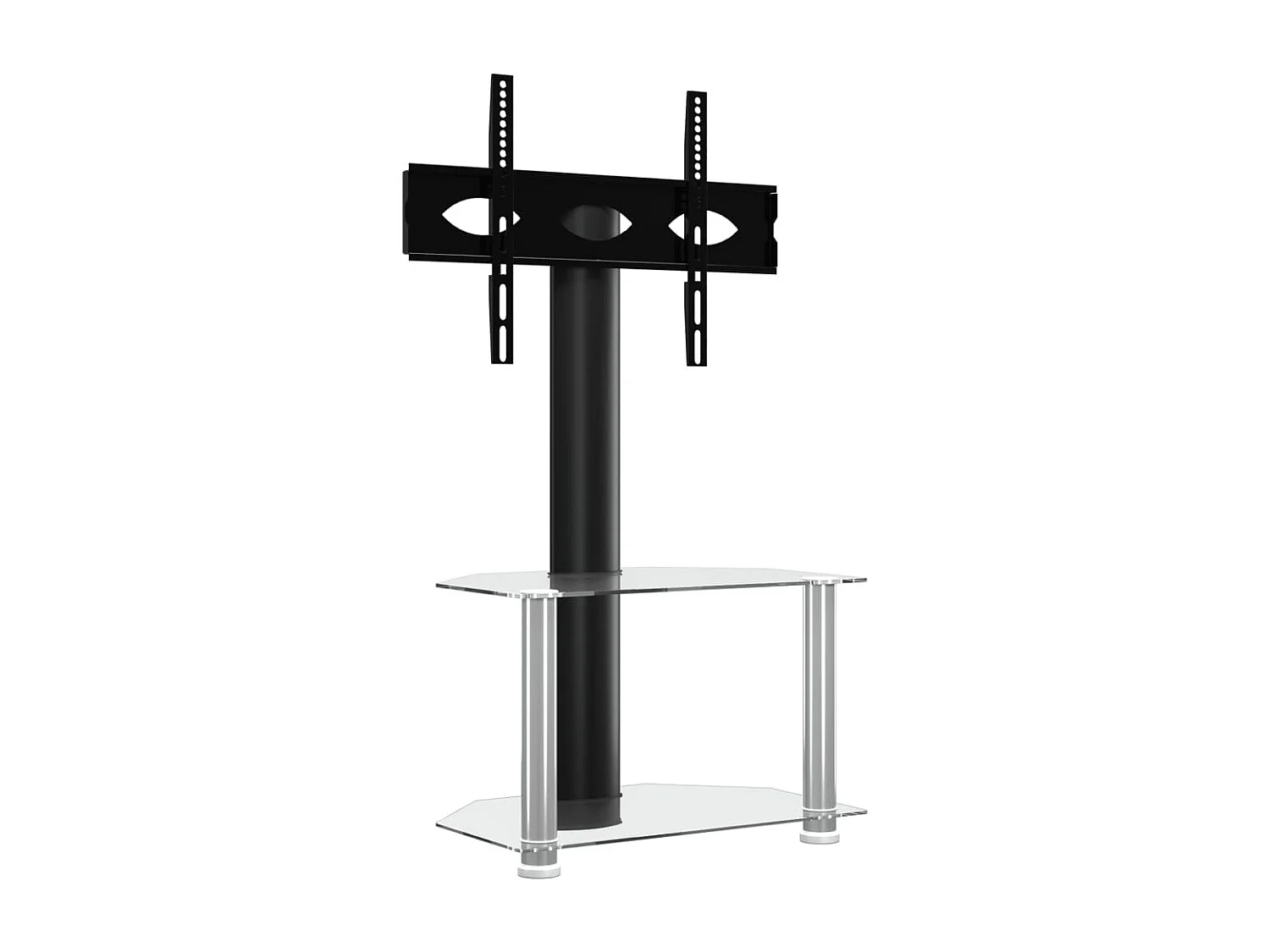Meuble TV d'angle 2 niveaux pour 32-70 pouces noir argenté