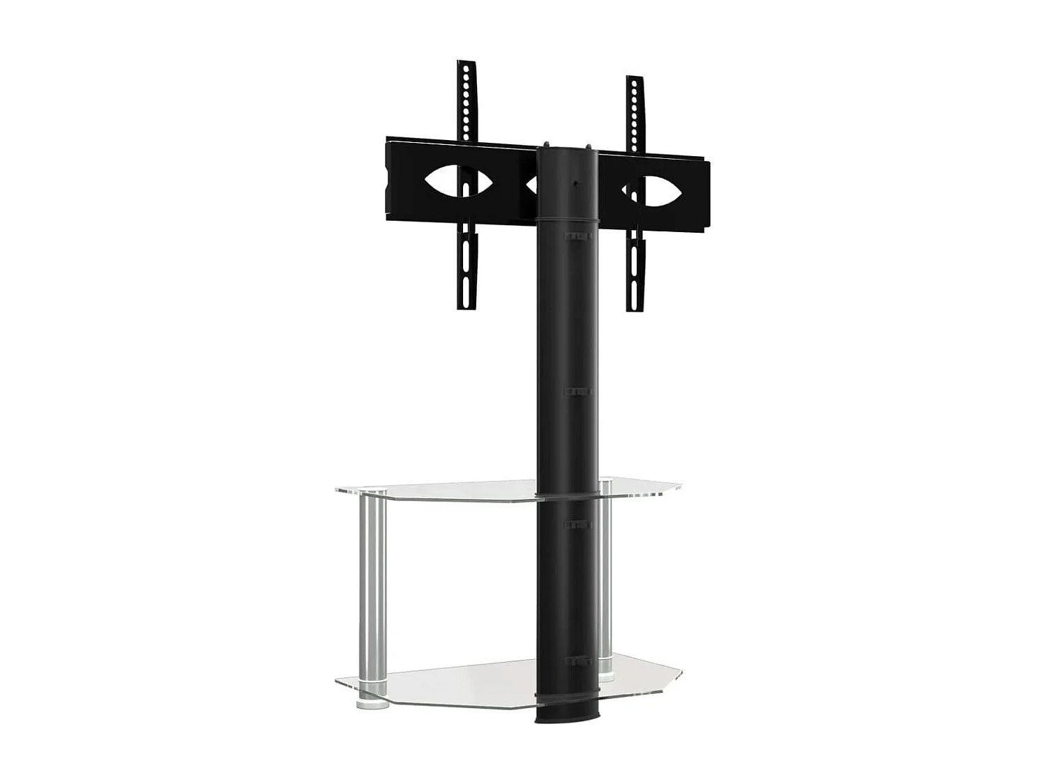 Meuble TV d'angle 2 niveaux pour 32-70 pouces noir argenté
