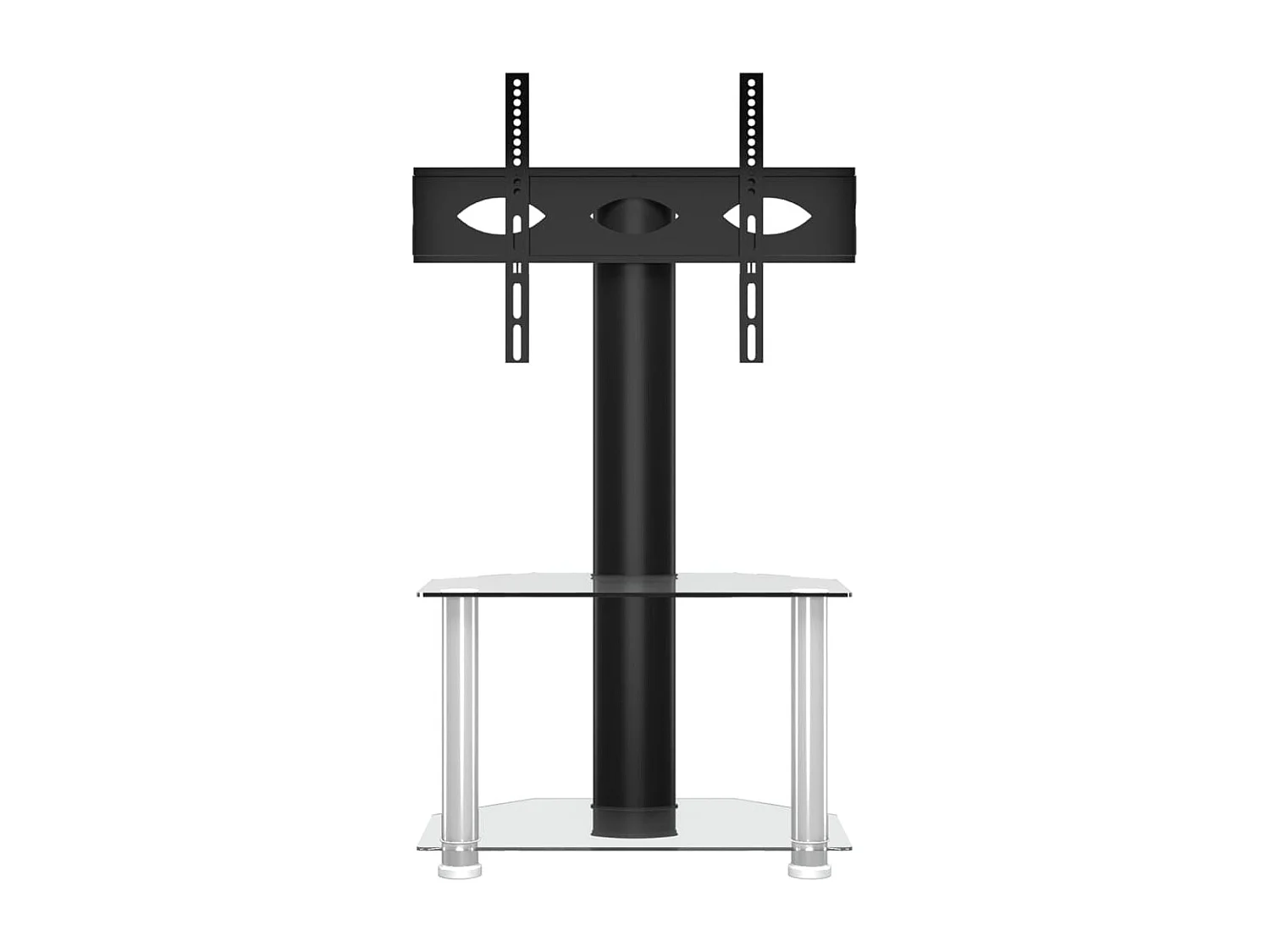 Meuble TV d'angle 2 niveaux pour 32-70 pouces noir argenté