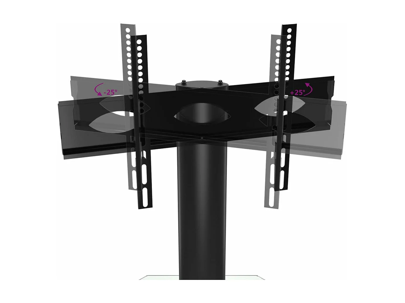 Meuble TV d'angle 2 niveaux pour 32-70 pouces noir argenté