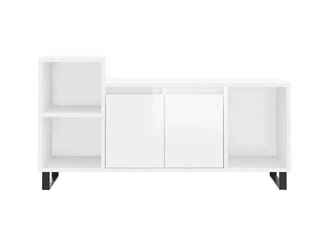 Meuble TV Blanc brillant 100x35x55 Bois d'ingénierie