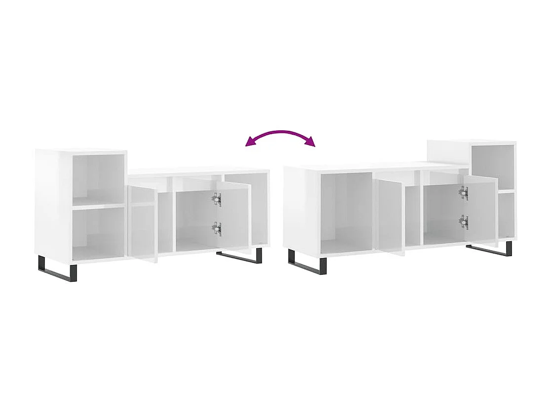 Meuble TV Blanc brillant 100x35x55 Bois d'ingénierie