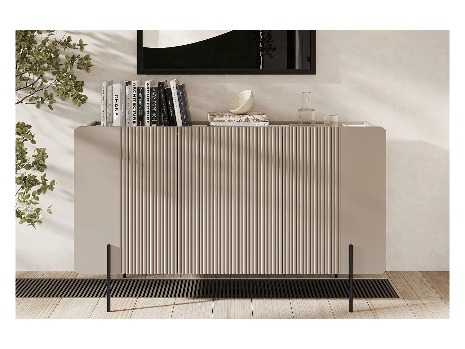 Aparador de 3 puertas con pie de metal cachemir 150x87 cm