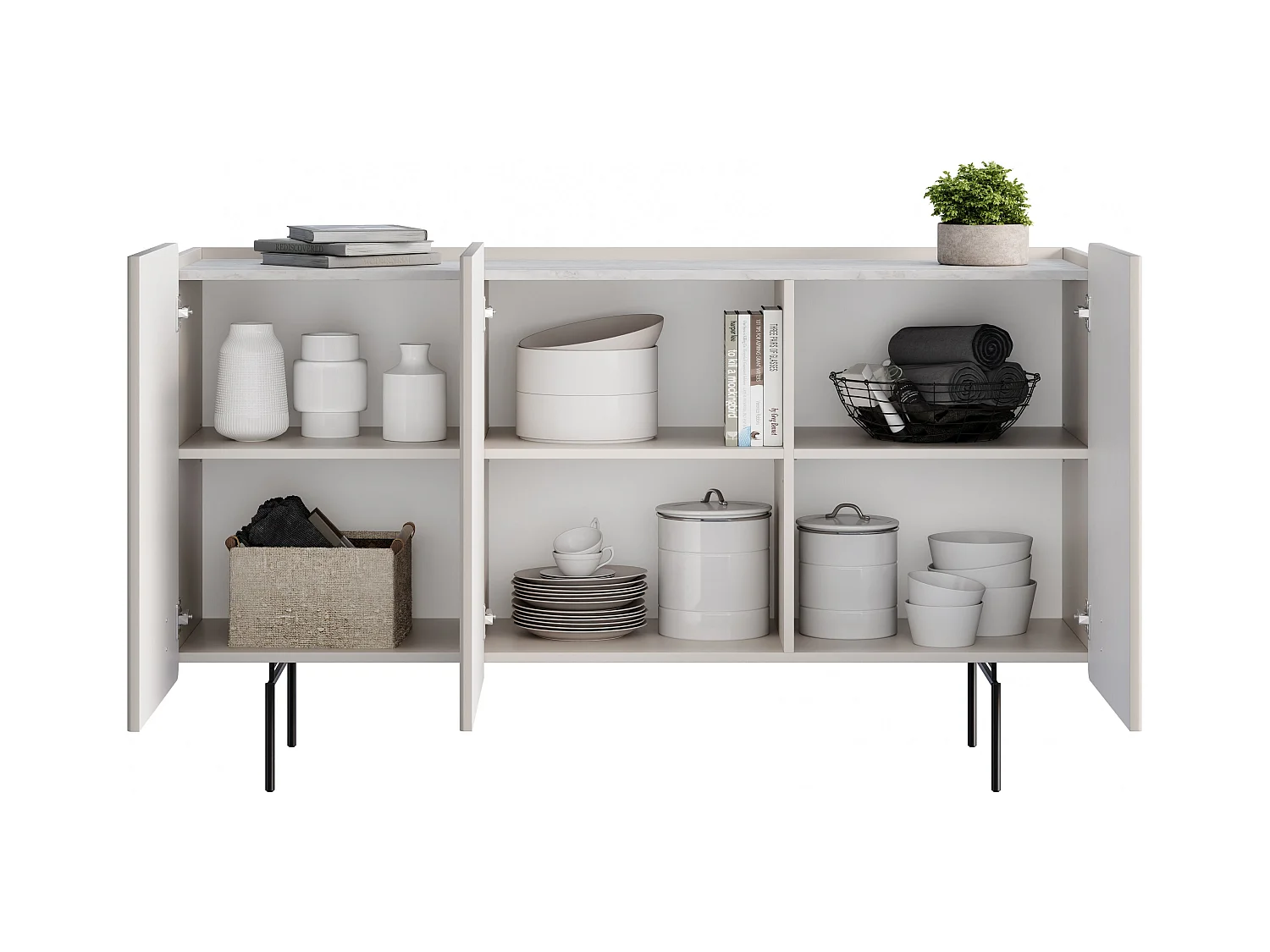 Aparador de 3 puertas con pie de metal cachemir 150x87 cm