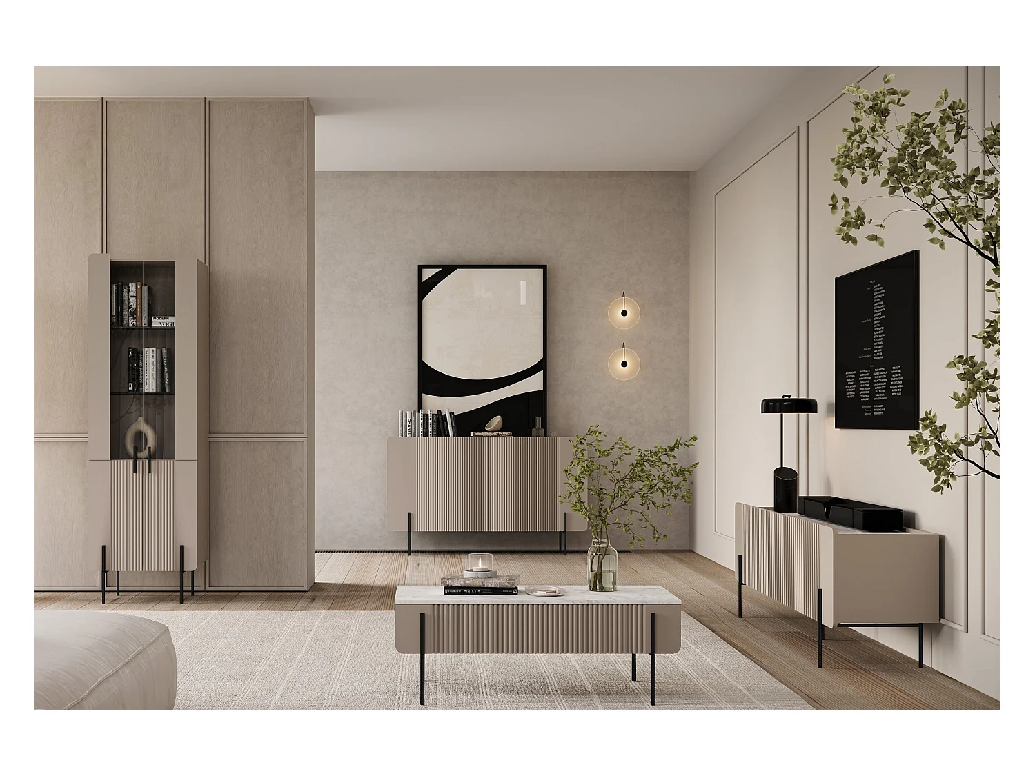 Aparador de 3 puertas con pie de metal cachemir 150x87 cm