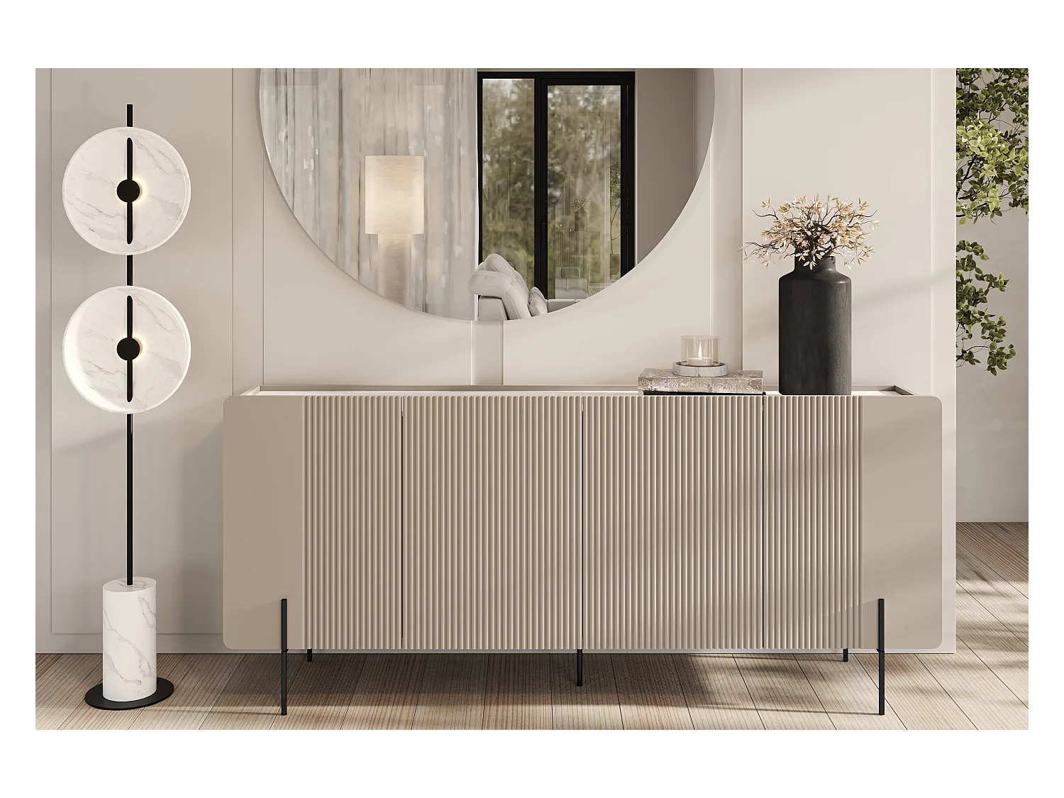 Aparador de 4 puertas con pie de metal cachemir 200x87 cm