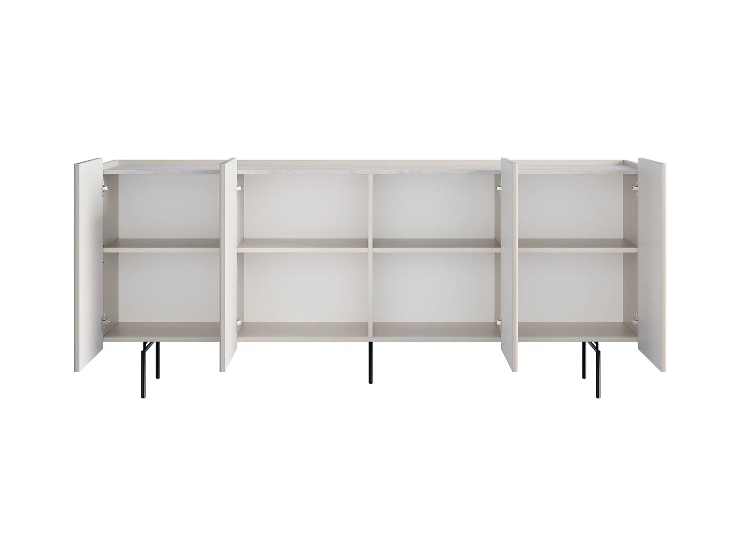 Aparador de 4 puertas con pie de metal cachemir 200x87 cm