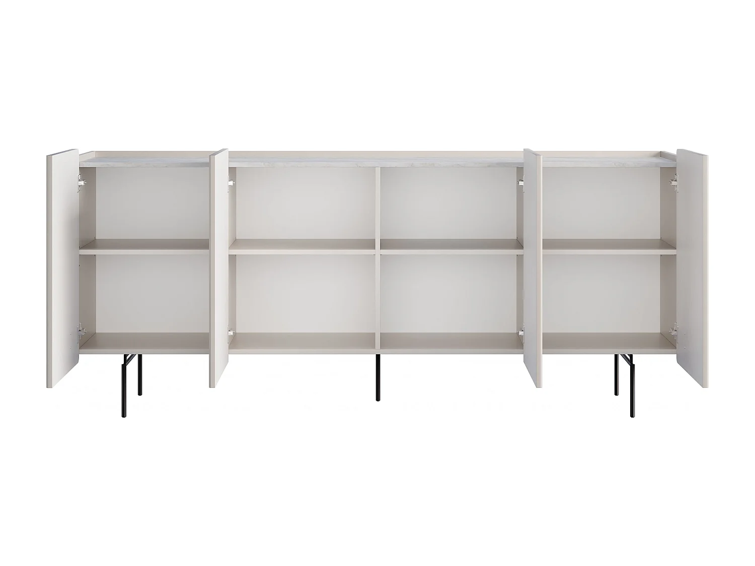 4-deurs buffetkast met metalen kasjmier voet 200x87 cm