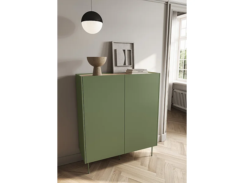 Aparador 2 puertas 2 cajones con pie metálico 120x140 cm