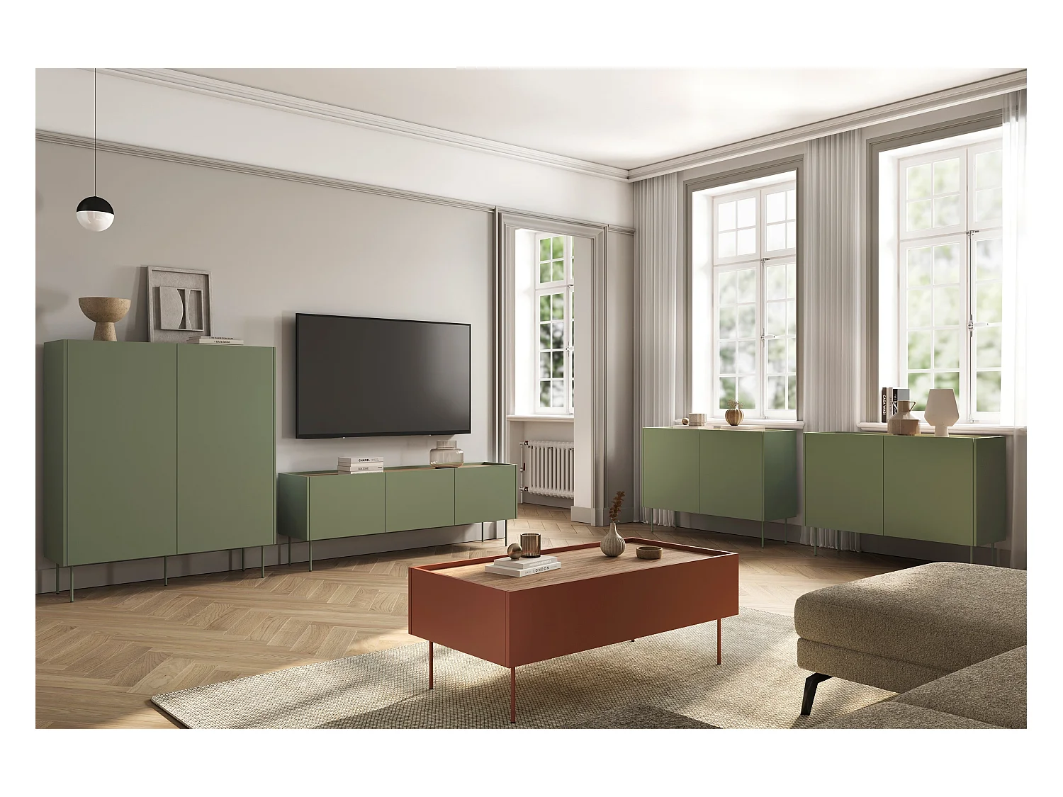 Sideboard 2 Türen 2 Schubladen mit Metallfuß 120x140 cm