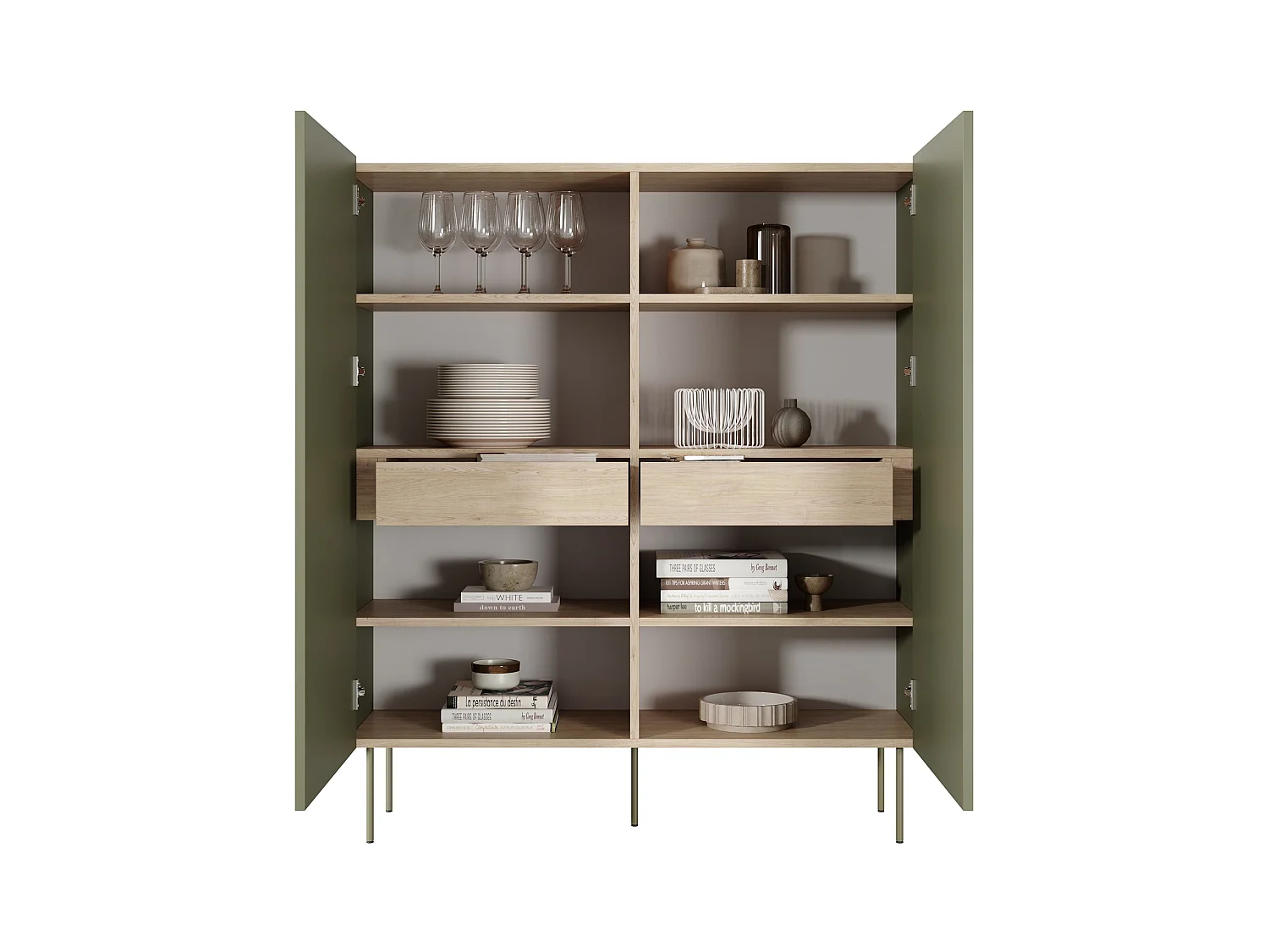 Sideboard 2 Türen 2 Schubladen mit Metallfuß 120x140 cm