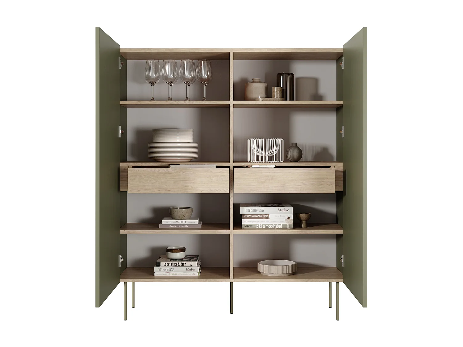 Aparador 2 portas 2 gavetas com pé metálico 120x140 cm