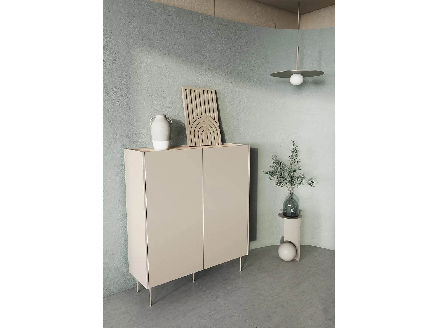 Buffet 2 deuren 2 laden met metalen voet 120x140 cm