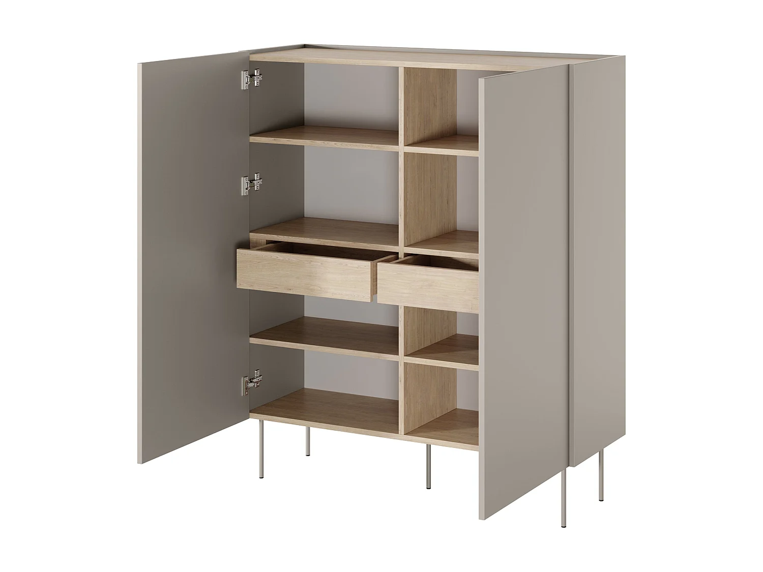 Buffet 2 deuren 2 laden met metalen voet 120x140 cm