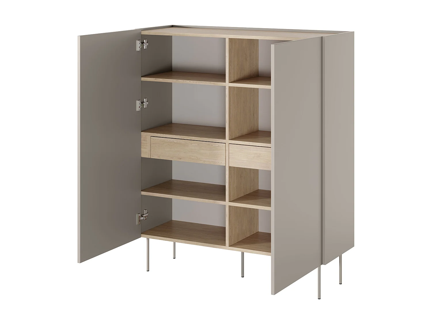 Buffet 2 deuren 2 laden met metalen voet 120x140 cm