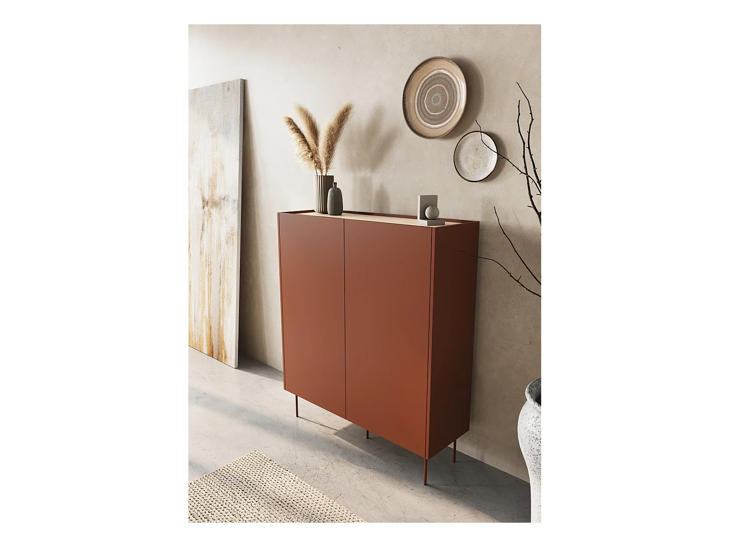 Aparador 2 portas 2 gavetas com pé metálico 120x140 cm