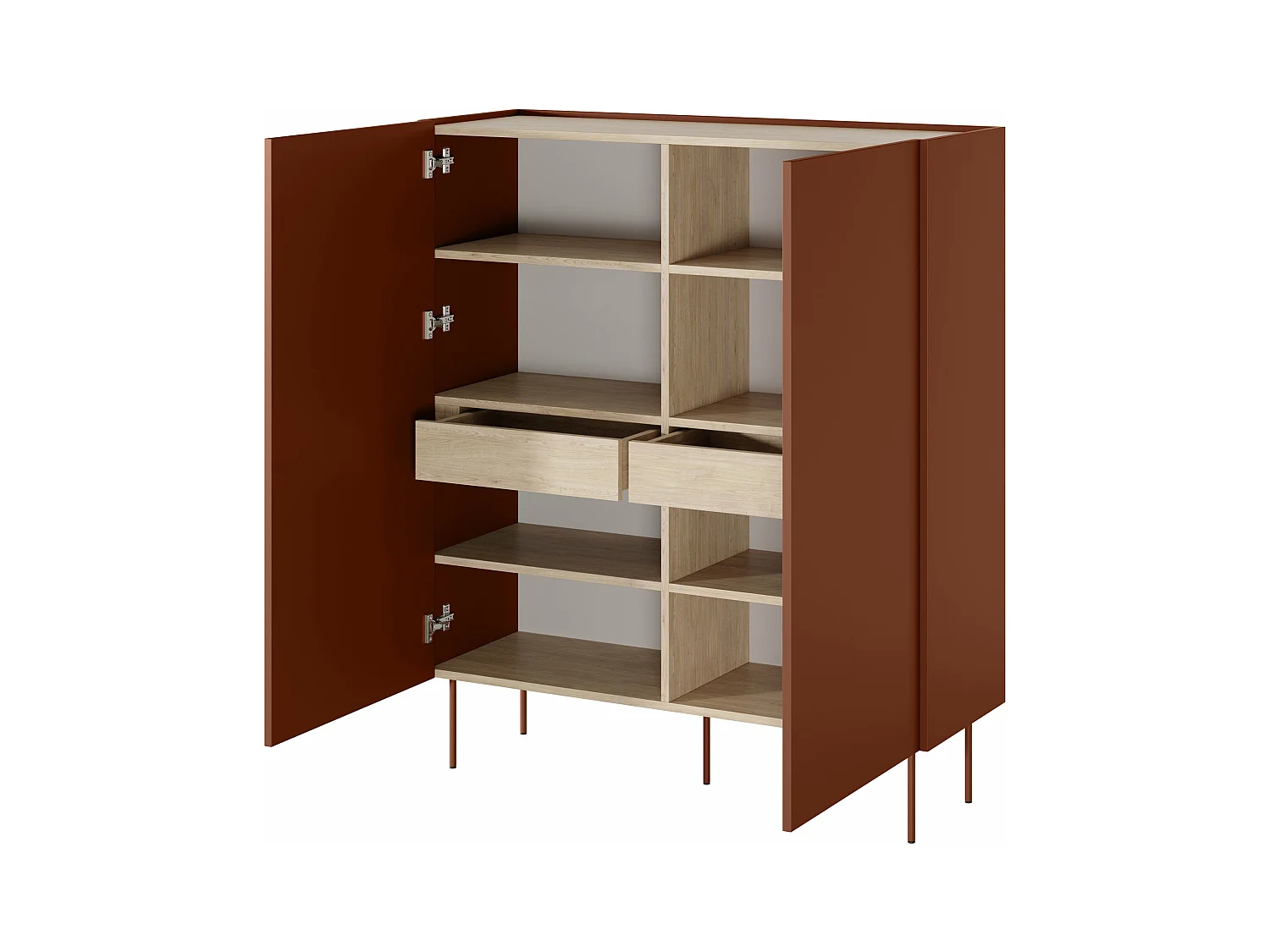 Aparador 2 portas 2 gavetas com pé metálico 120x140 cm