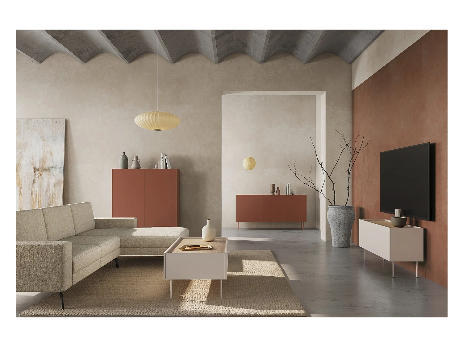 Aparador 2 portas 2 gavetas com pé metálico 120x140 cm