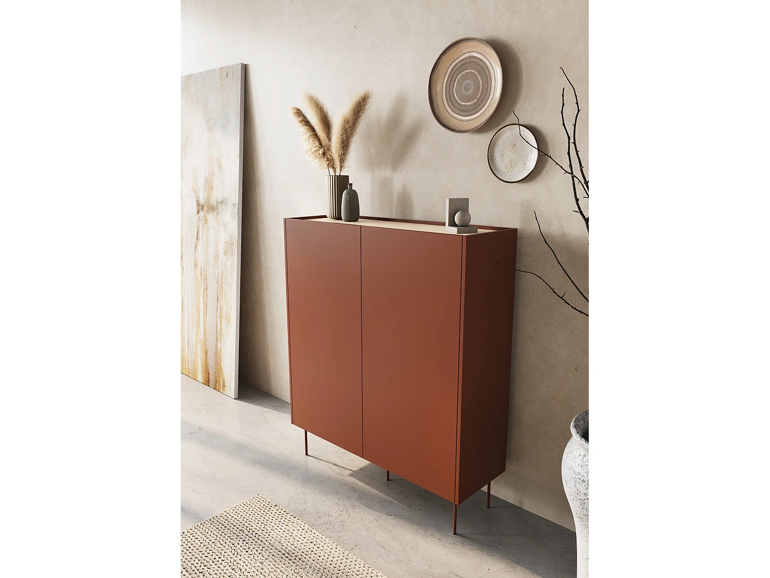 Buffet 2 deuren 2 laden met metalen voet 120x140 cm