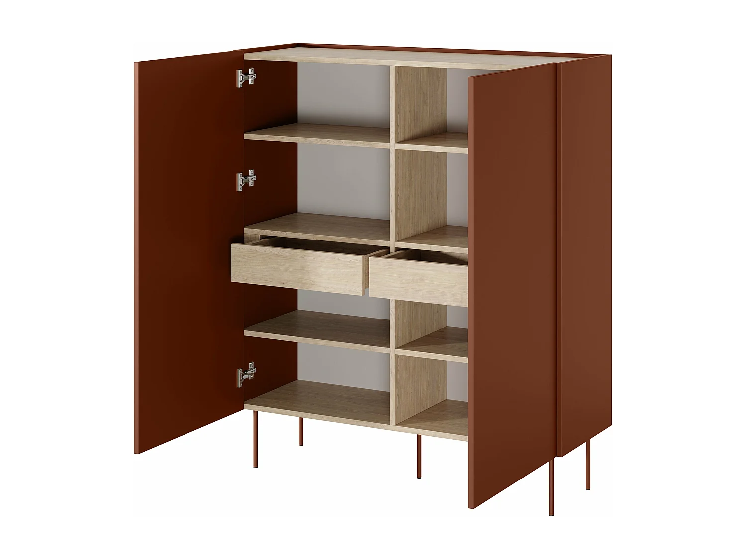 Buffet 2 deuren 2 laden met metalen voet 120x140 cm