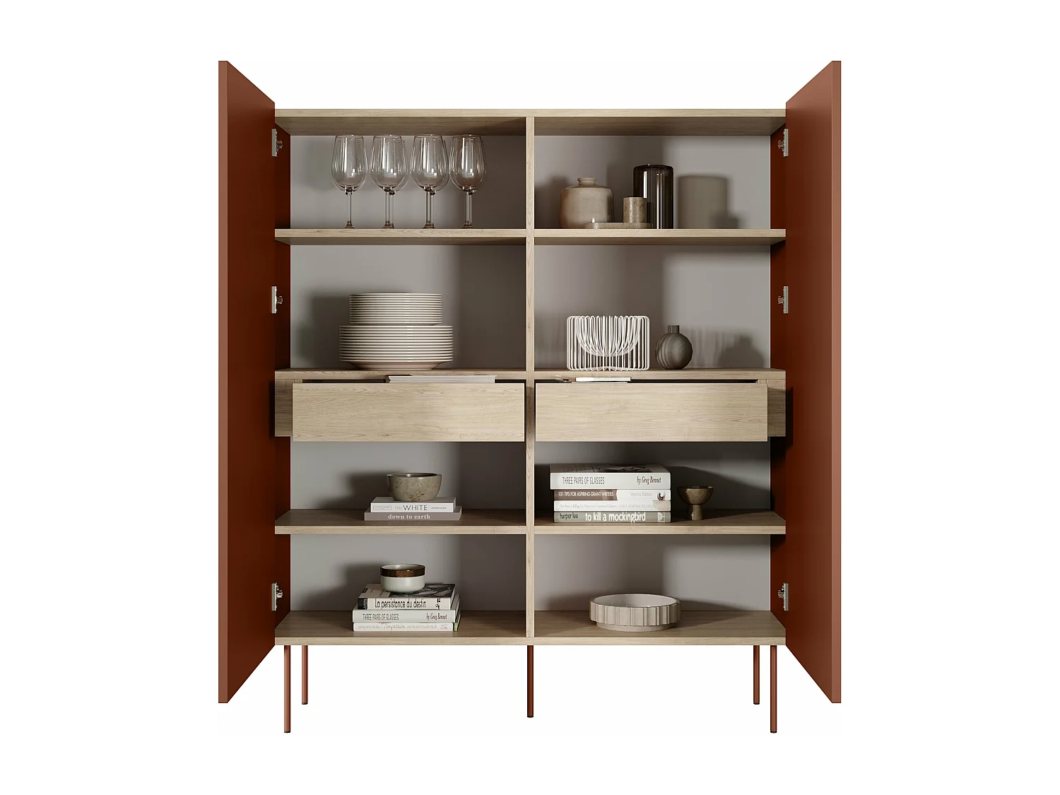 Buffet 2 deuren 2 laden met metalen voet 120x140 cm