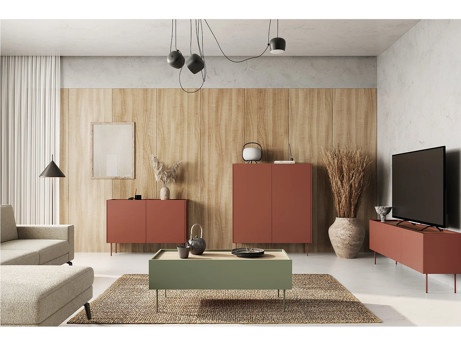 Buffet 2 deuren 2 laden met metalen voet 120x140 cm