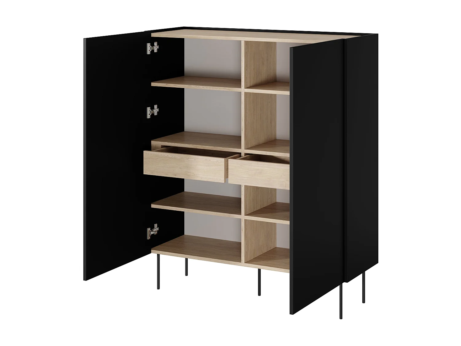 Aparador 2 portas 2 gavetas com pé metálico 120x140 cm