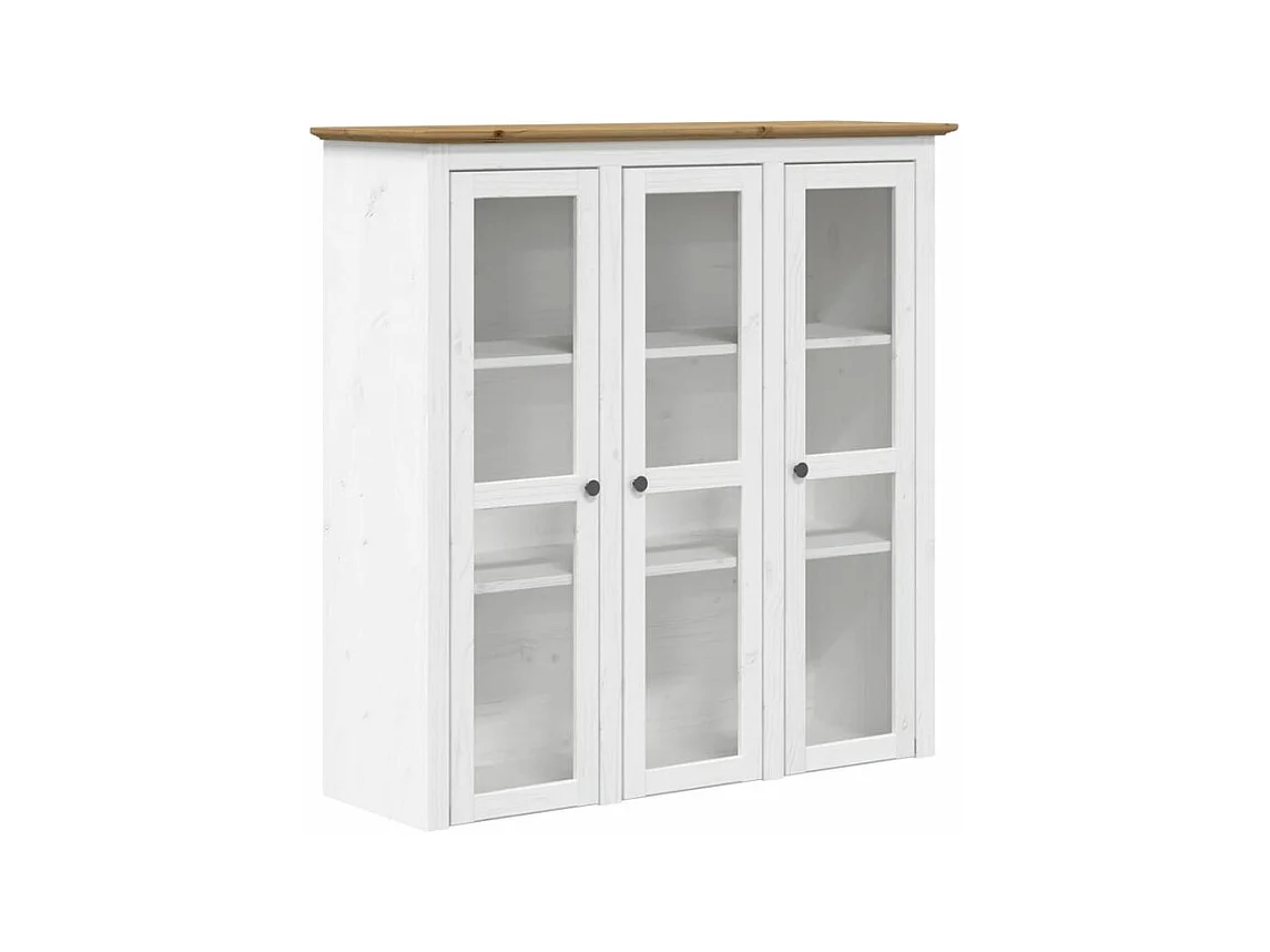Buffet BODO blanc et marron 115,5x43x200,5 bois massif de pin
