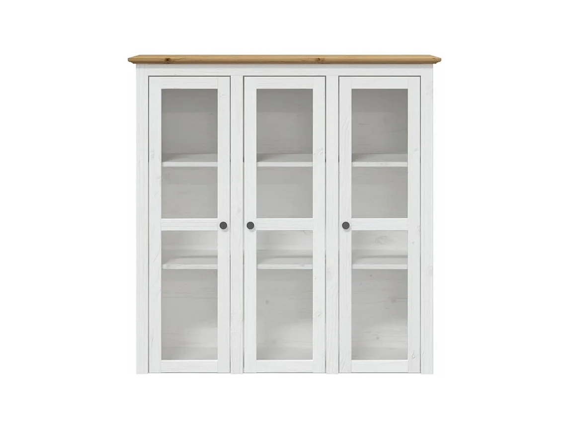 Buffet BODO blanc et marron 115,5x43x200,5 bois massif de pin