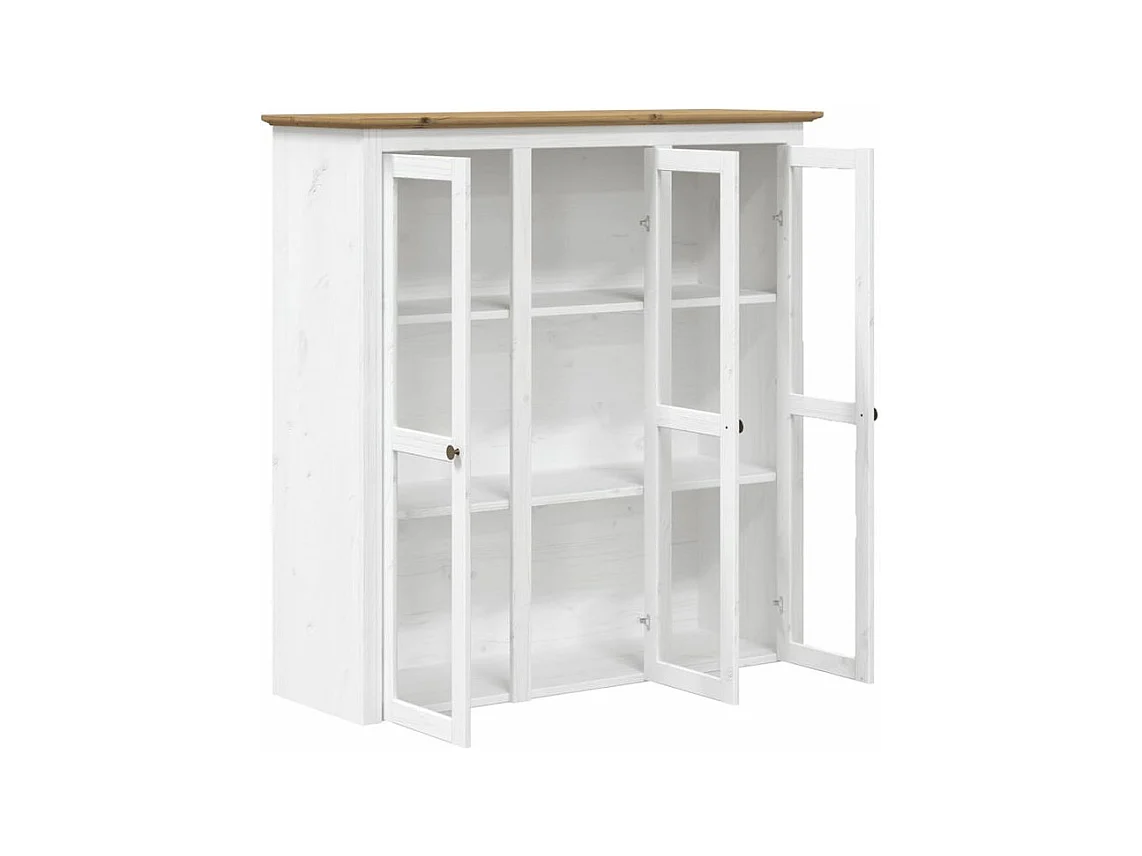 Buffet BODO blanc et marron 115,5x43x200,5 bois massif de pin