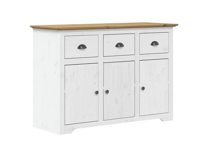 Buffet BODO blanc et marron 115,5x43x200,5 bois massif de pin