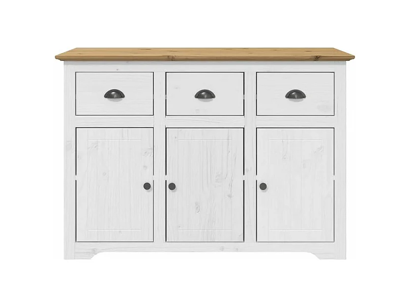Buffet BODO blanc et marron 115,5x43x200,5 bois massif de pin