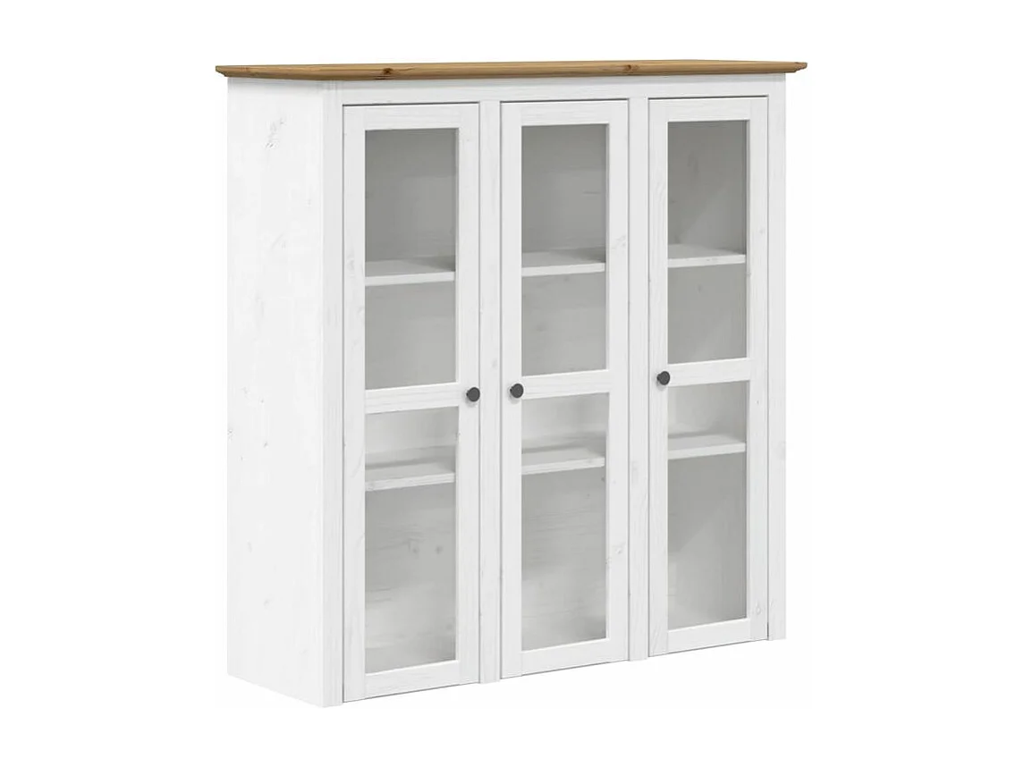 Buffet BODO blanc et marron 115,5x43x200,5 bois massif de pin