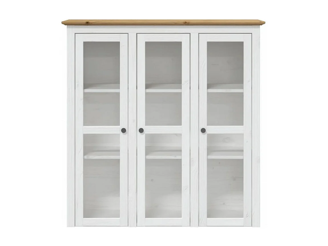 Buffet BODO blanc et marron 115,5x43x200,5 bois massif de pin